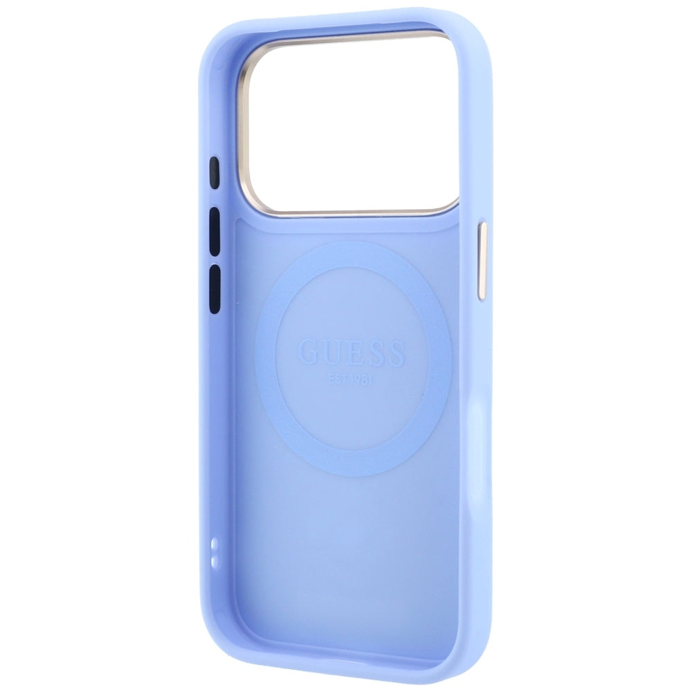 MagSafe Case for Apple iPhone 18 Pro / 17 Pro, Guess, Peony 4G Small Logo, Blue