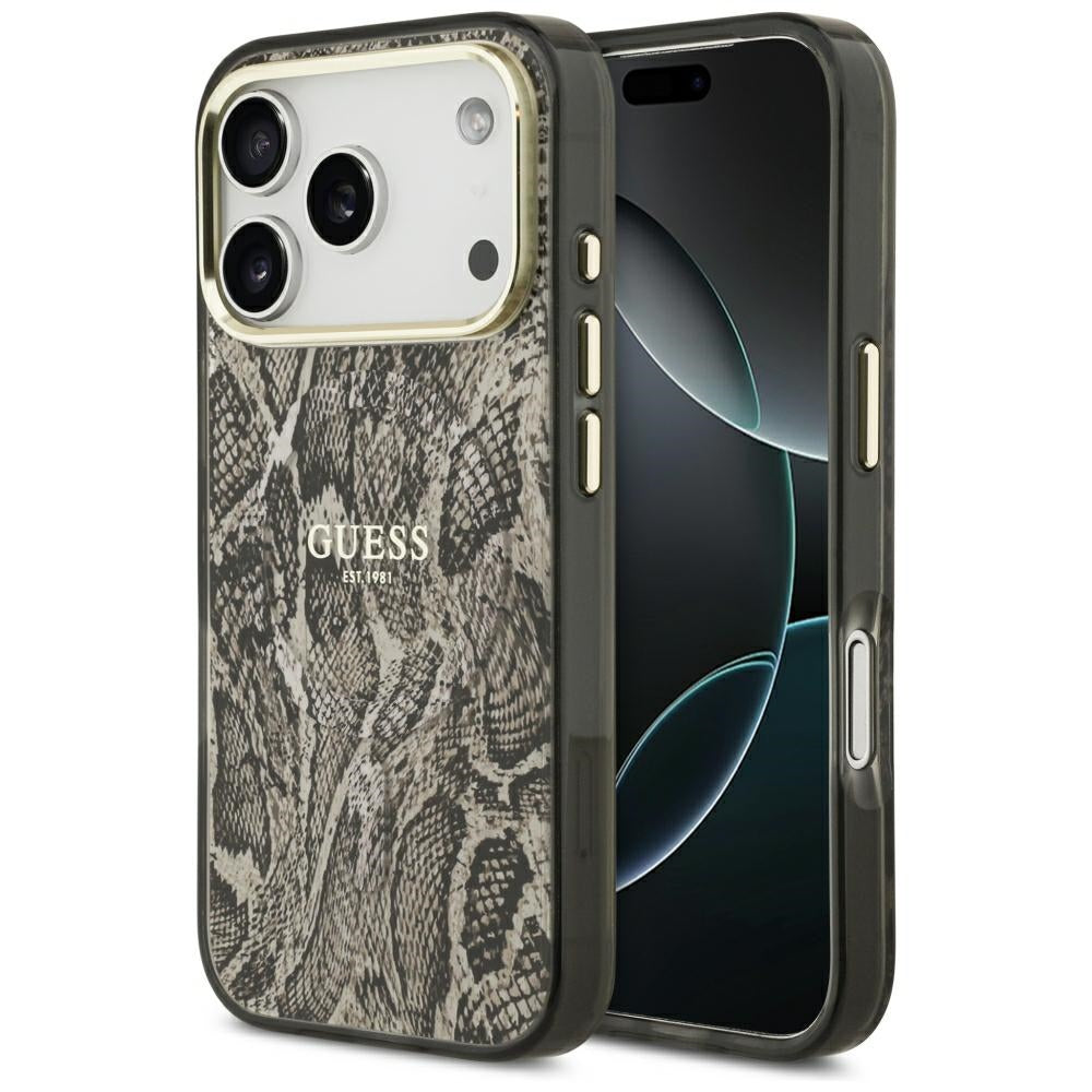 MagSafe Case for Apple iPhone 18 Pro / 17 Pro, Guess, Python Pattern, Brown