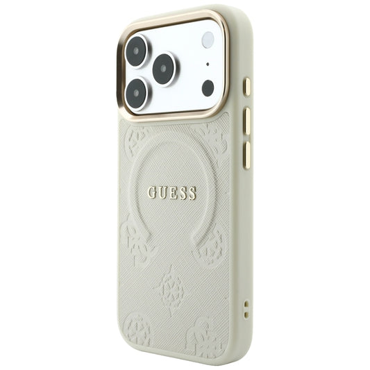 MagSafe Case for Apple iPhone 18 Pro / 17 Pro, Guess, Saffiano Peony Ring, Beige