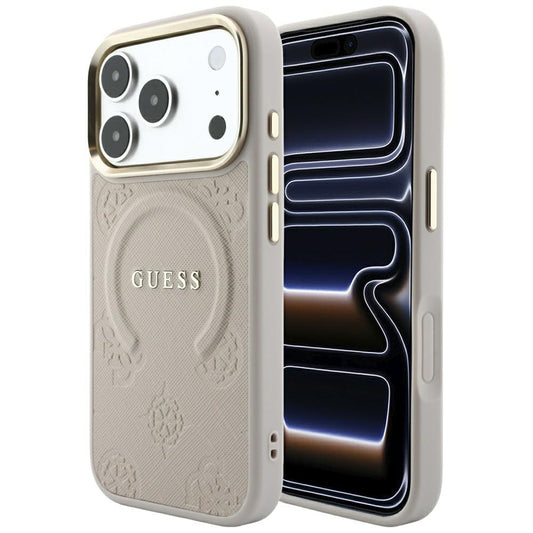 Custodia MagSafe per Apple iPhone 18 Pro / 17 Pro, Guess, Saffiano Peony Ring, Rosa