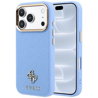 MagSafe Case for Apple iPhone 18 Pro / 17 Pro, Guess, Saffiano Small 4G Classic, Blue