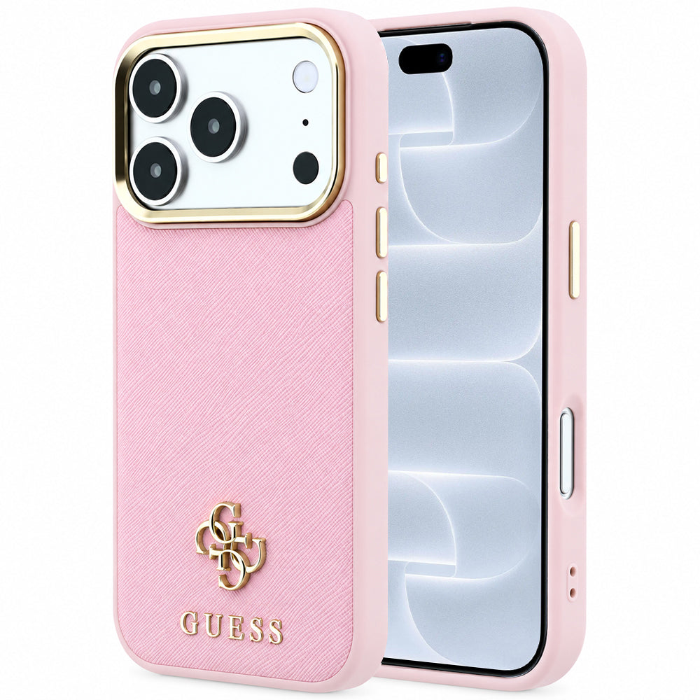 Custodia MagSafe per Apple iPhone 18 Pro / 17 Pro, Guess, Saffiano Small 4G Classic, Rosa