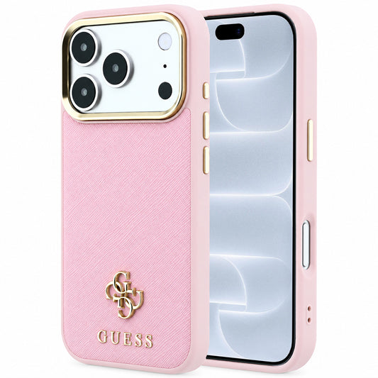 Custodia MagSafe per Apple iPhone 18 Pro / 17 Pro, Guess, Saffiano Small 4G Classic, Rosa