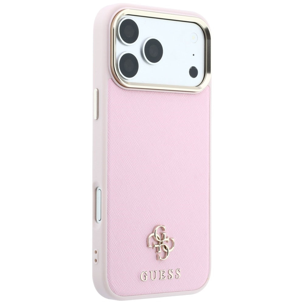 Custodia MagSafe per Apple iPhone 18 Pro / 17 Pro, Guess, Saffiano Small 4G Classic, Rosa