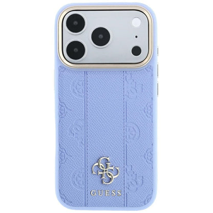 Custodia MagSafe per Apple iPhone 18 Pro / 17 Pro, Guess, Stripe Peony 4G, Blu