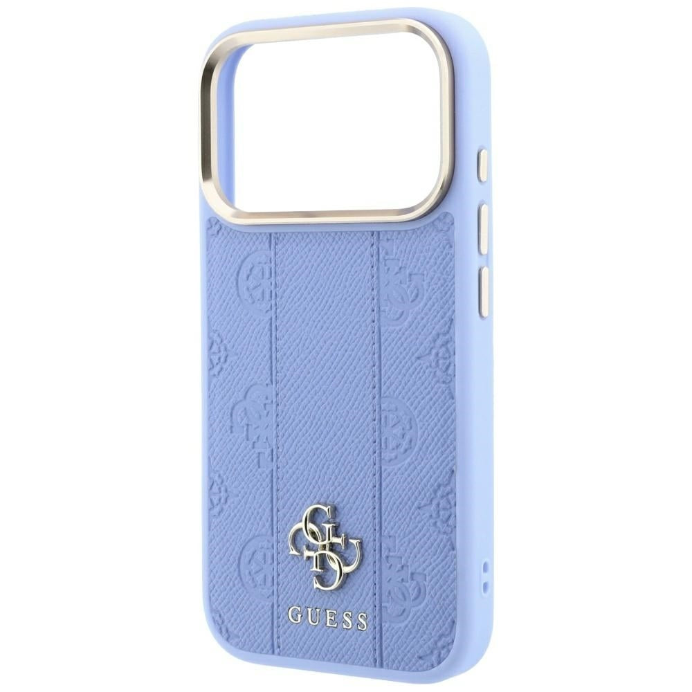 Custodia MagSafe per Apple iPhone 18 Pro / 17 Pro, Guess, Stripe Peony 4G, Blu