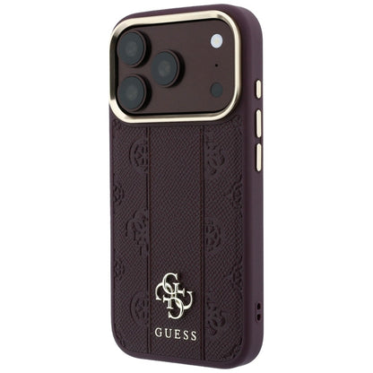 Custodia MagSafe per Apple iPhone 18 Pro / 17 Pro, Guess, Stripe Peony 4G, Vinaccia
