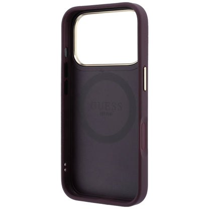 Custodia MagSafe per Apple iPhone 18 Pro / 17 Pro, Guess, Stripe Peony 4G, Vinaccia