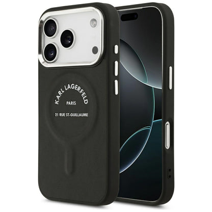Custodia MagSafe per Apple iPhone 18 Pro / 17 Pro, Karl Lagerfeld, EMB. Anello con logo Karl RSG, Nero
