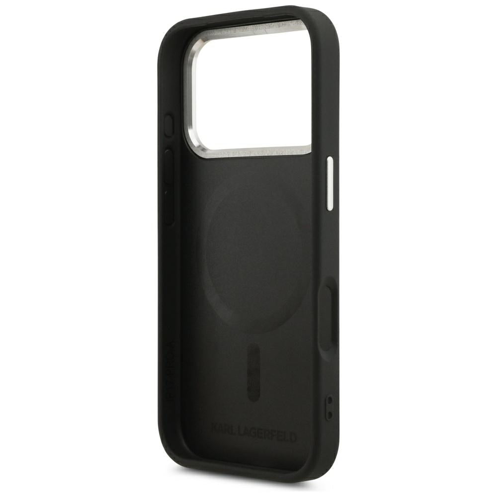 Custodia MagSafe per Apple iPhone 18 Pro / 17 Pro, Karl Lagerfeld, EMB. Anello con logo Karl RSG, Nero