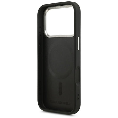 Custodia MagSafe per Apple iPhone 18 Pro / 17 Pro, Karl Lagerfeld, EMB. Anello con logo Karl RSG, Nero