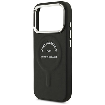 Custodia MagSafe per Apple iPhone 18 Pro / 17 Pro, Karl Lagerfeld, EMB. Anello con logo Karl RSG, Nero