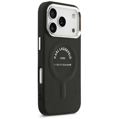 Custodia MagSafe per Apple iPhone 18 Pro / 17 Pro, Karl Lagerfeld, EMB. Anello con logo Karl RSG, Nero
