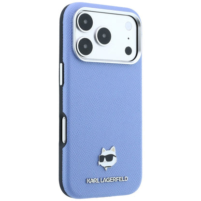 Custodia MagSafe per Apple iPhone 18 Pro / 17 Pro, Karl Lagerfeld, Grained Choupette Head, Bleu