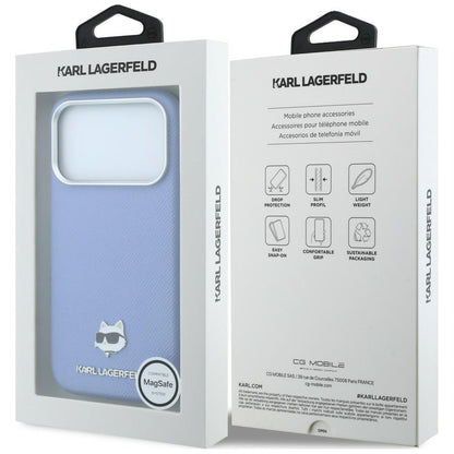 Custodia MagSafe per Apple iPhone 18 Pro / 17 Pro, Karl Lagerfeld, Grained Choupette Head, Bleu