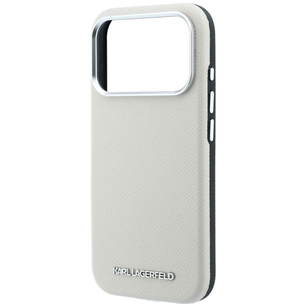 Custodia MagSafe per Apple iPhone 18 Pro / 17 Pro, Karl Lagerfeld, Logo Allungato Granulato, Beige