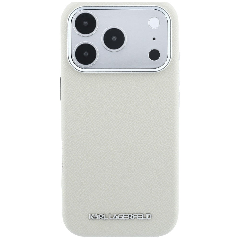 Custodia MagSafe per Apple iPhone 18 Pro / 17 Pro, Karl Lagerfeld, Logo Allungato Granulato, Beige