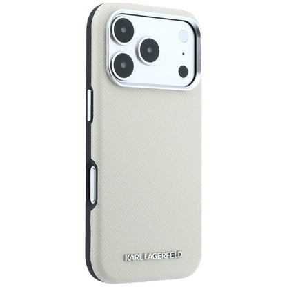 Custodia MagSafe per Apple iPhone 18 Pro / 17 Pro, Karl Lagerfeld, Logo Allungato Granulato, Beige