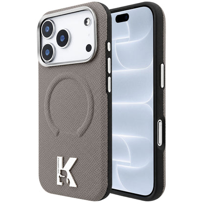 Custodia MagSafe per Apple iPhone 18 Pro / 17 Pro, Karl Lagerfeld, Grained Embossed Ring, Beige