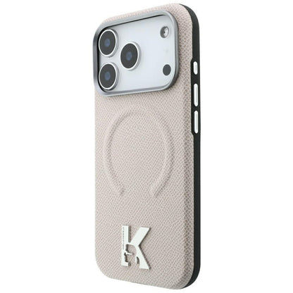 Custodia MagSafe per Apple iPhone 18 Pro / 17 Pro, Karl Lagerfeld, Grained Embossed Ring, Beige