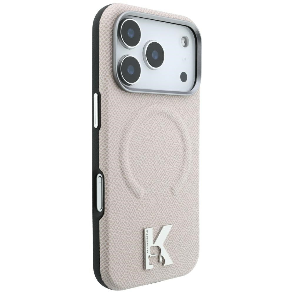 Custodia MagSafe per Apple iPhone 18 Pro / 17 Pro, Karl Lagerfeld, Grained Embossed Ring, Beige