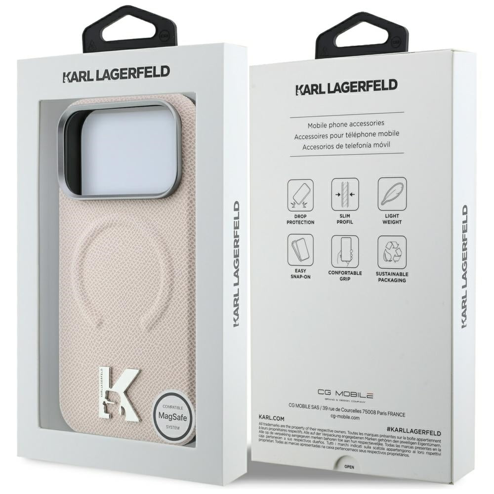 Custodia MagSafe per Apple iPhone 18 Pro / 17 Pro, Karl Lagerfeld, Grained Embossed Ring, Beige