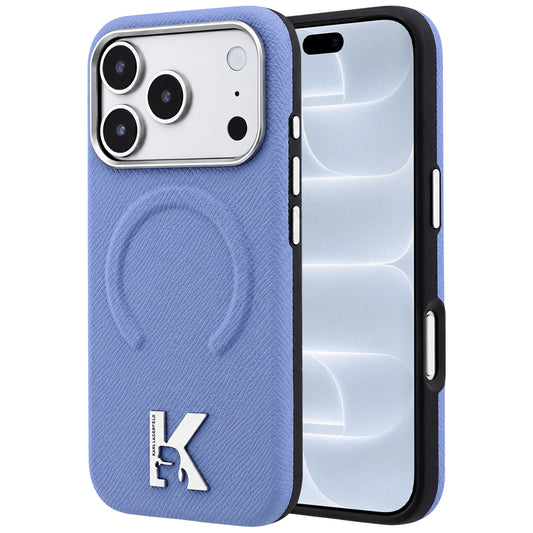 Custodia MagSafe per Apple iPhone 18 Pro / 17 Pro, Karl Lagerfeld, Grained Embossed Ring, blu