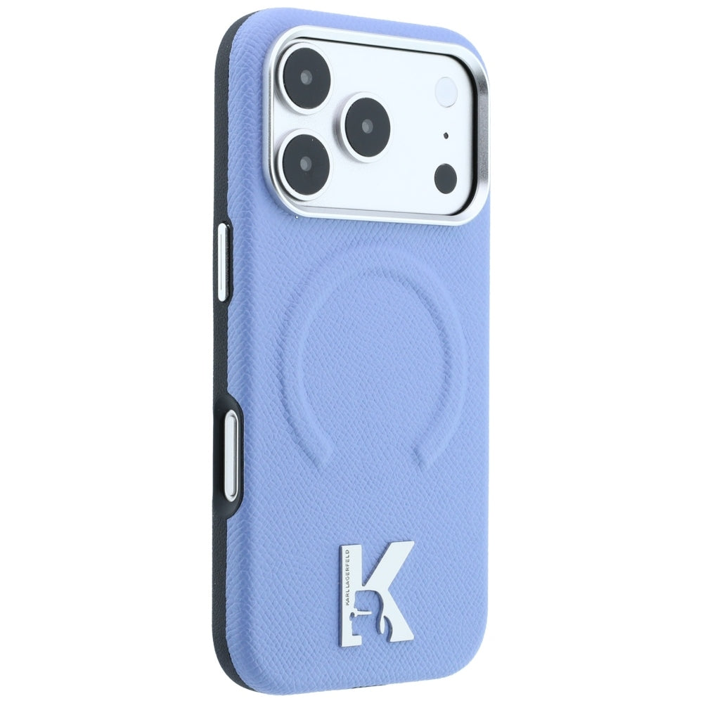 Custodia MagSafe per Apple iPhone 18 Pro / 17 Pro, Karl Lagerfeld, Grained Embossed Ring, blu