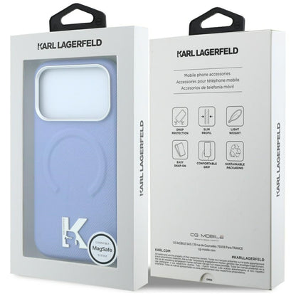 Custodia MagSafe per Apple iPhone 18 Pro / 17 Pro, Karl Lagerfeld, Grained Embossed Ring, blu