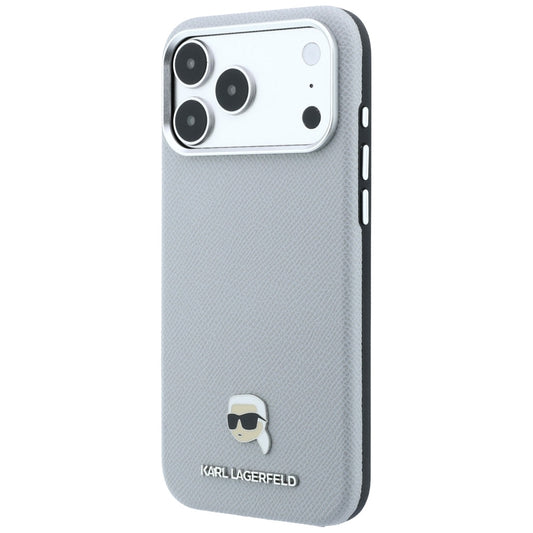 Custodia MagSafe per Apple iPhone 18 Pro / 17 Pro, Karl Lagerfeld, Metallo Testa Karl Grana, Grigio