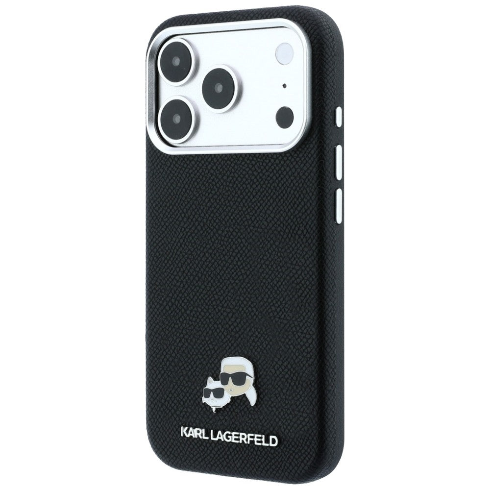 Custodia MagSafe per Apple iPhone 18 Pro / 17 Pro, Karl Lagerfeld, Grained KC Heads, Nera