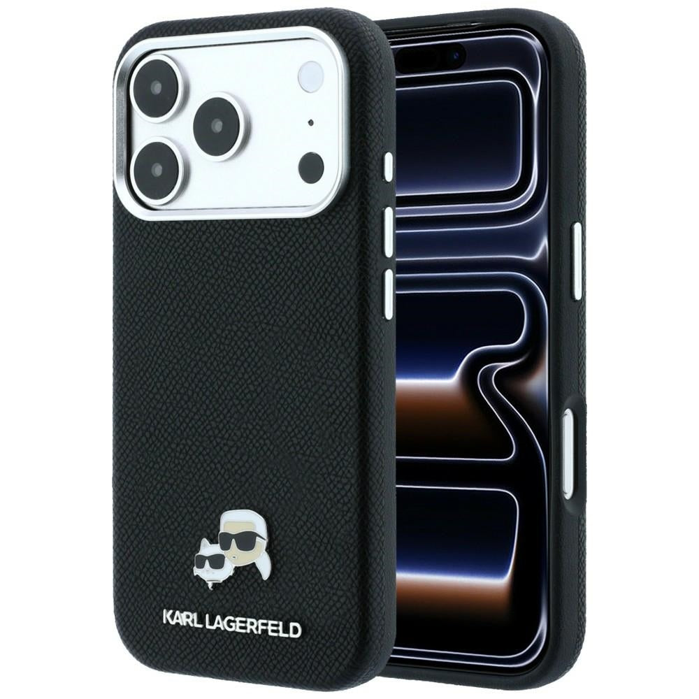 Custodia MagSafe per Apple iPhone 18 Pro / 17 Pro, Karl Lagerfeld, Grained KC Heads, Nera