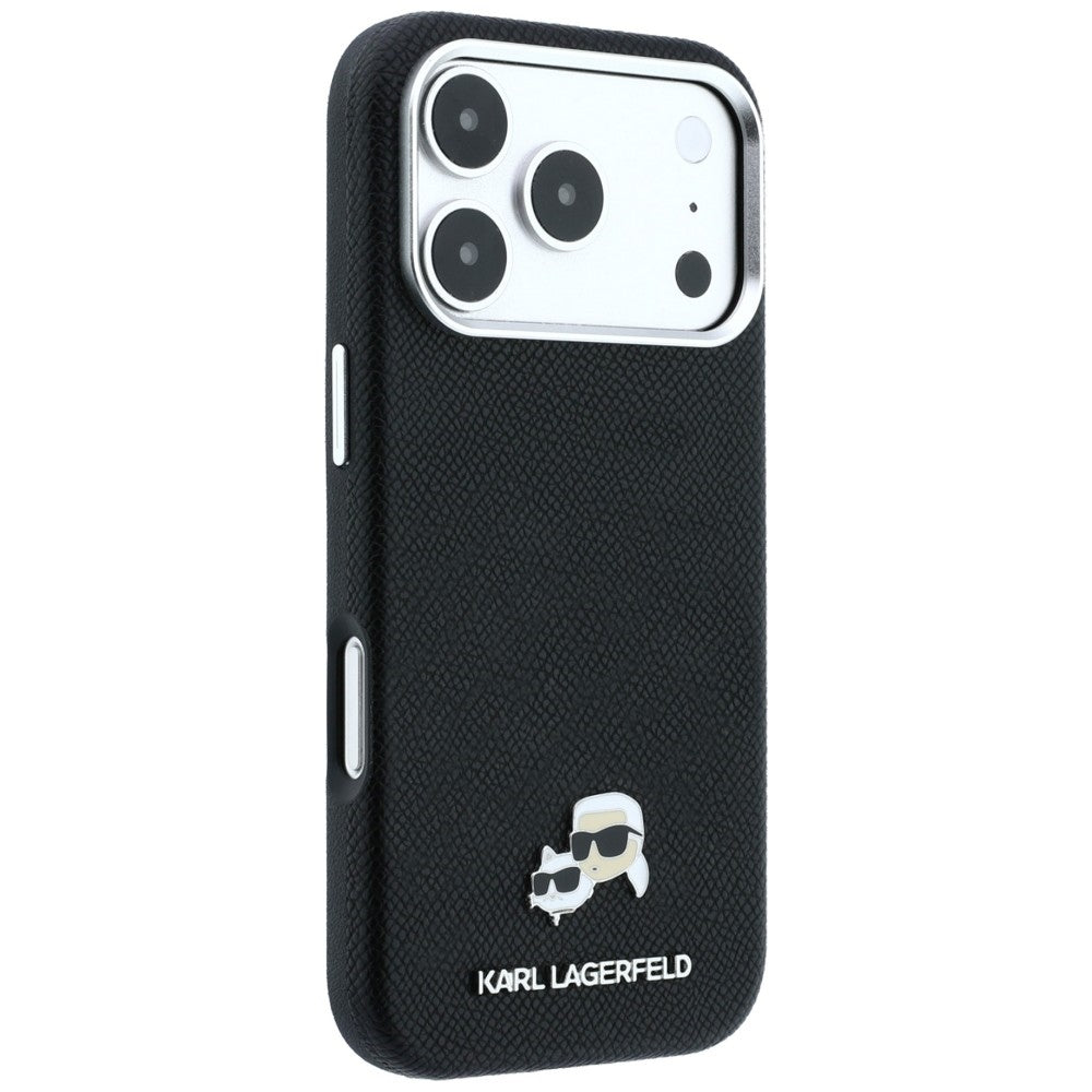 Custodia MagSafe per Apple iPhone 18 Pro / 17 Pro, Karl Lagerfeld, Grained KC Heads, Nera