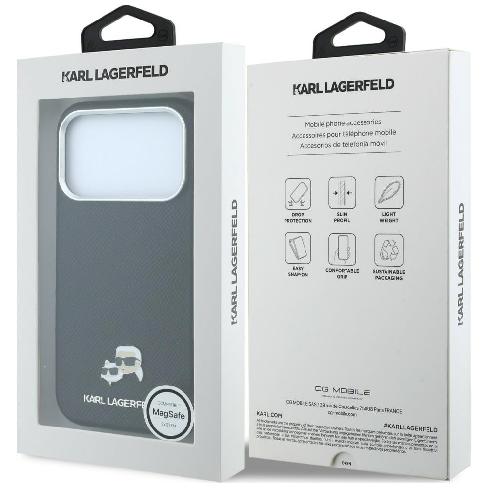 Custodia MagSafe per Apple iPhone 18 Pro / 17 Pro, Karl Lagerfeld, Grained KC Heads, Nera