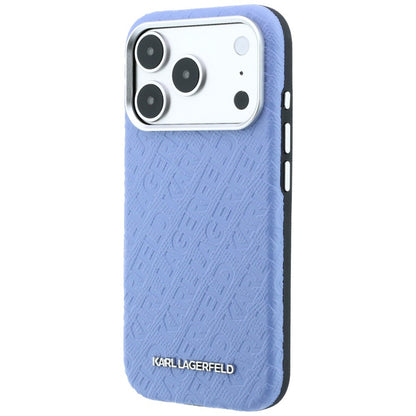 Custodia MagSafe per Apple iPhone 18 Pro / 17 Pro, Karl Lagerfeld, Logo in Metallo Granulato, Blu