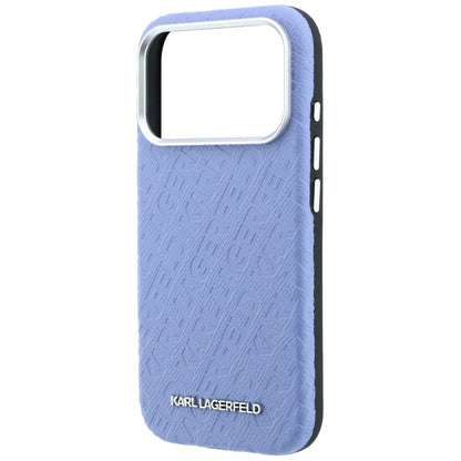 Custodia MagSafe per Apple iPhone 18 Pro / 17 Pro, Karl Lagerfeld, Logo in Metallo Granulato, Blu