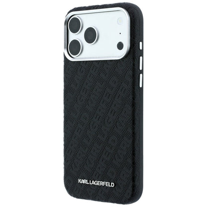 Custodia MagSafe per Apple iPhone 18 Pro / 17 Pro, Karl Lagerfeld, Logo in Metallo Granulato, Nera