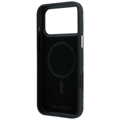 Custodia MagSafe per Apple iPhone 18 Pro / 17 Pro, Karl Lagerfeld, Logo in Metallo Granulato, Nera