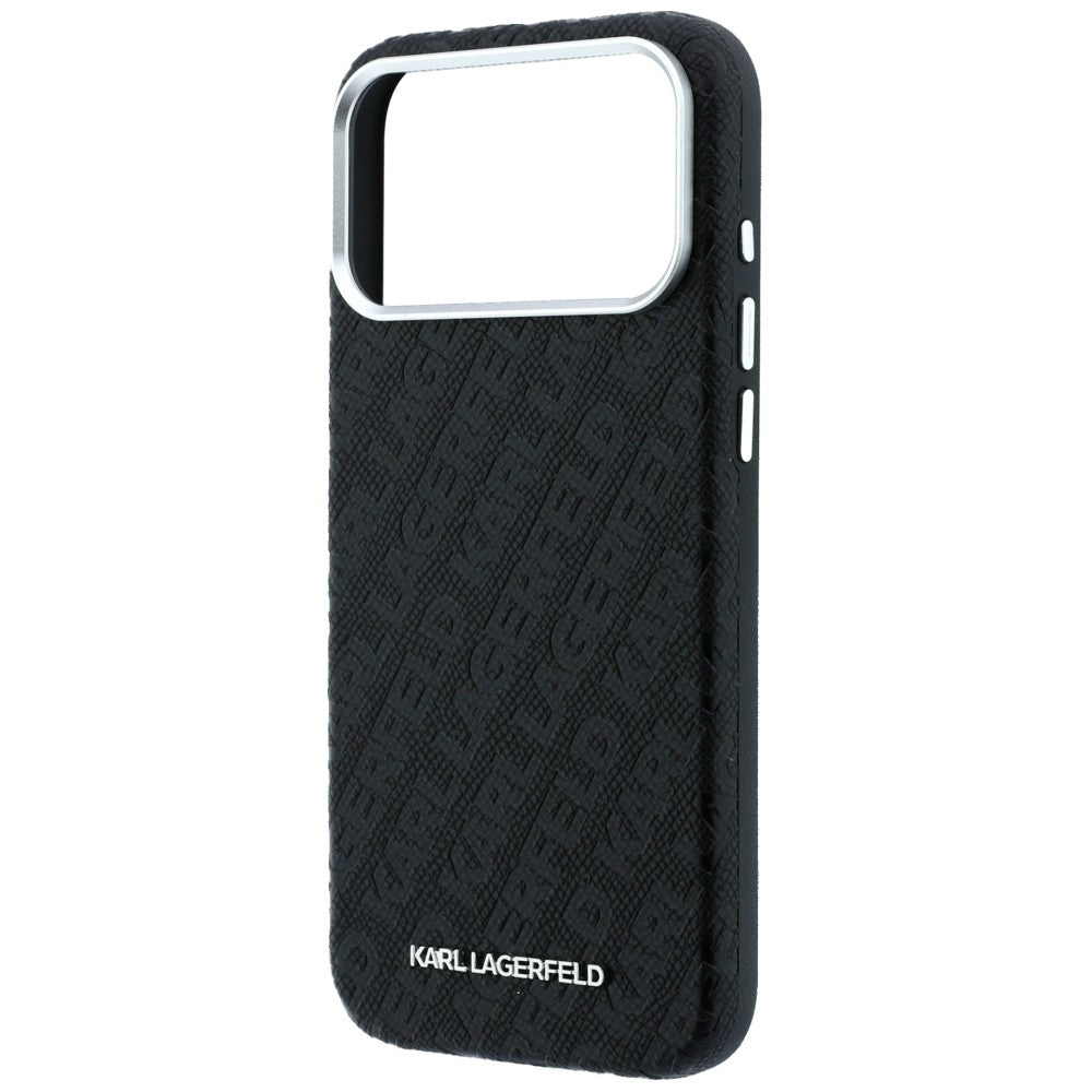 Custodia MagSafe per Apple iPhone 18 Pro / 17 Pro, Karl Lagerfeld, Logo in Metallo Granulato, Nera