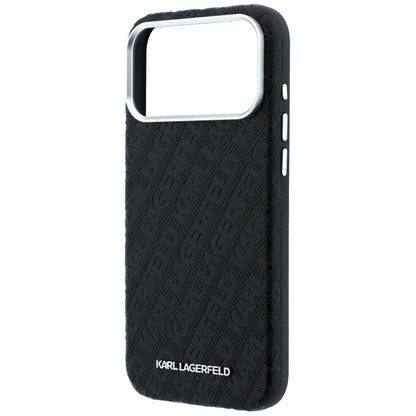 Custodia MagSafe per Apple iPhone 18 Pro / 17 Pro, Karl Lagerfeld, Logo in Metallo Granulato, Nera