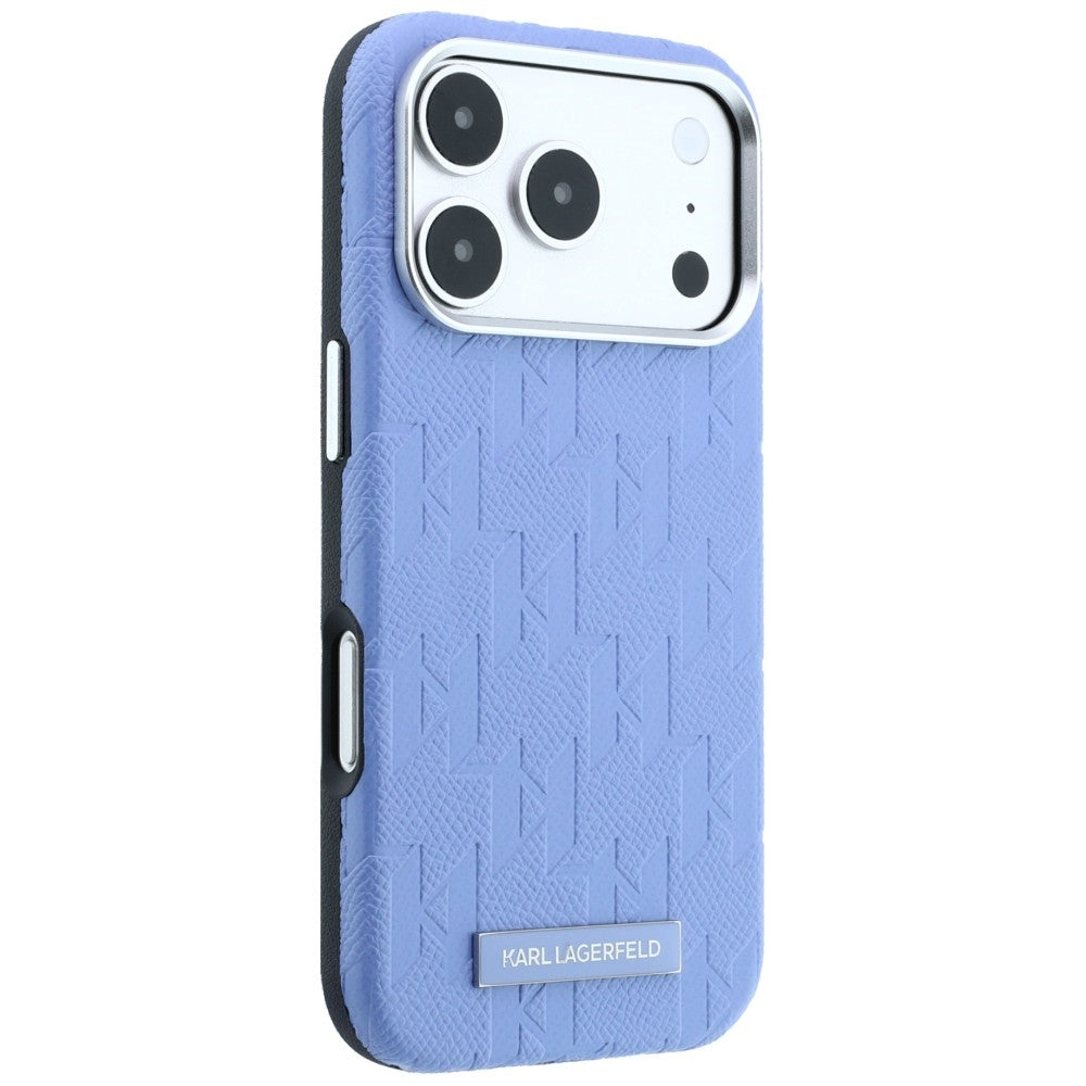 Custodia MagSafe per Apple iPhone 18 Pro / 17 Pro, Karl Lagerfeld, Logo in resina monocromatica granulata, Blu
