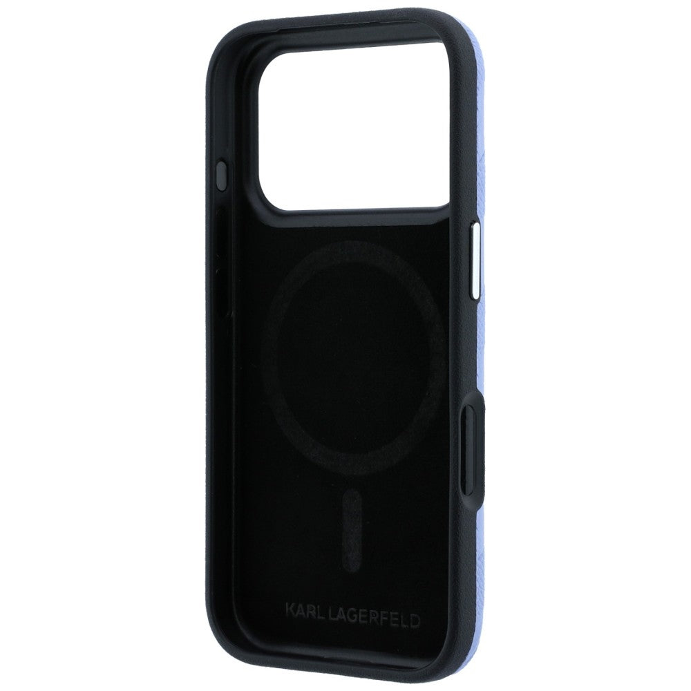 Custodia MagSafe per Apple iPhone 18 Pro / 17 Pro, Karl Lagerfeld, Logo in resina monocromatica granulata, Blu
