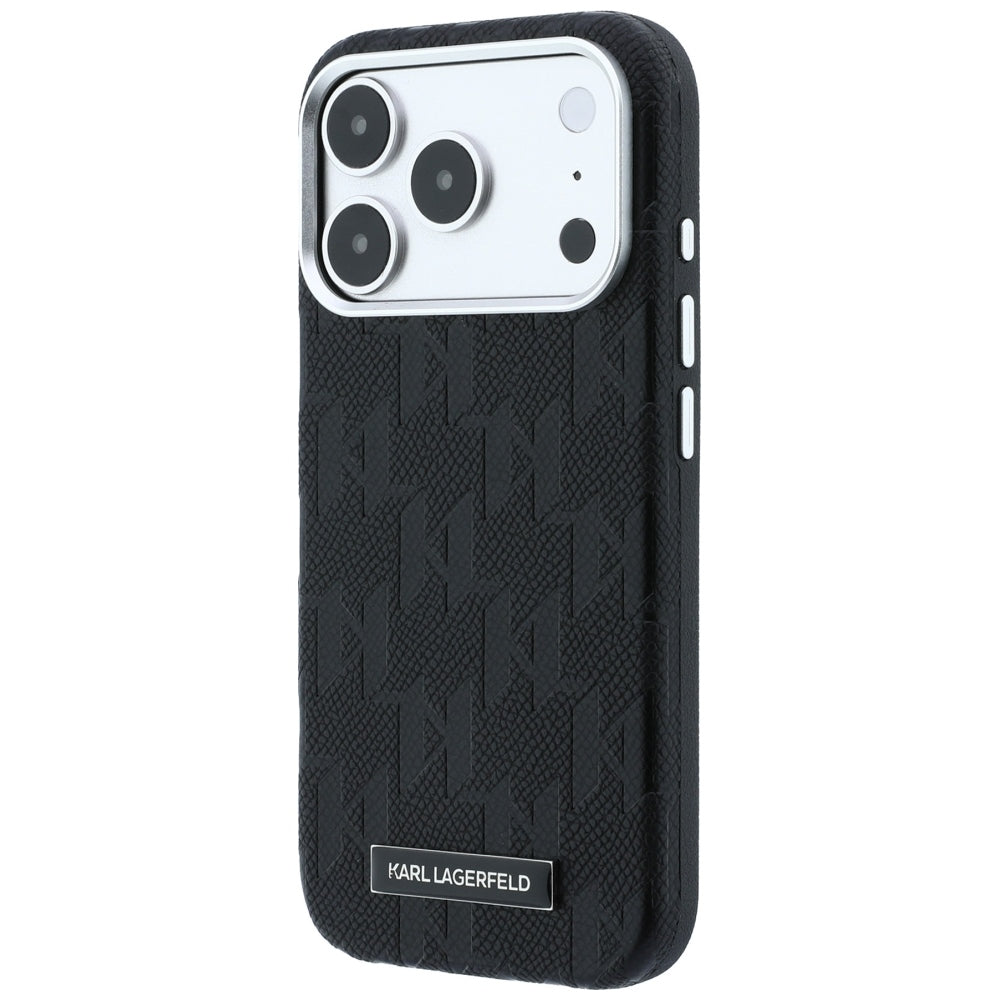 Custodia MagSafe per Apple iPhone 18 Pro / 17 Pro, Karl Lagerfeld, Logo in resina monocromatica granulata, Nera