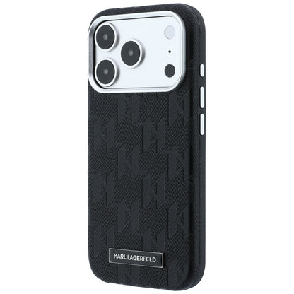 Custodia MagSafe per Apple iPhone 18 Pro / 17 Pro, Karl Lagerfeld, Logo in resina monocromatica granulata, Nera