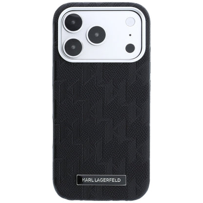 Custodia MagSafe per Apple iPhone 18 Pro / 17 Pro, Karl Lagerfeld, Logo in resina monocromatica granulata, Nera