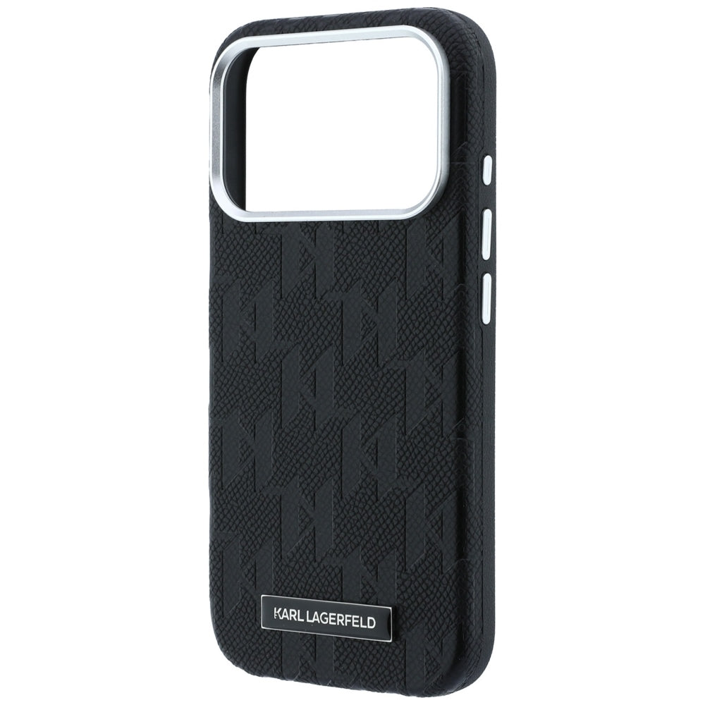 Custodia MagSafe per Apple iPhone 18 Pro / 17 Pro, Karl Lagerfeld, Logo in resina monocromatica granulata, Nera