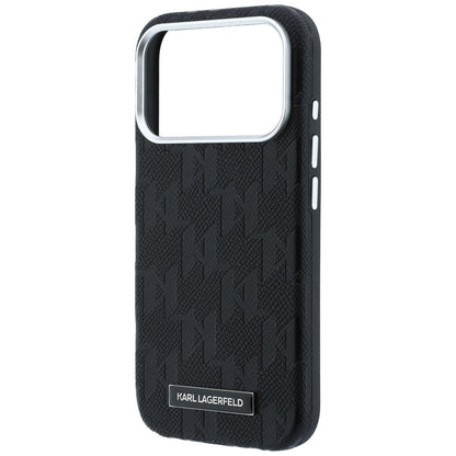 Custodia MagSafe per Apple iPhone 18 Pro / 17 Pro, Karl Lagerfeld, Logo in resina monocromatica granulata, Nera