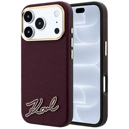 Custodia MagSafe per Apple iPhone 18 Pro / 17 Pro, Karl Lagerfeld, Logo in Resina Granulata, Vinaccia