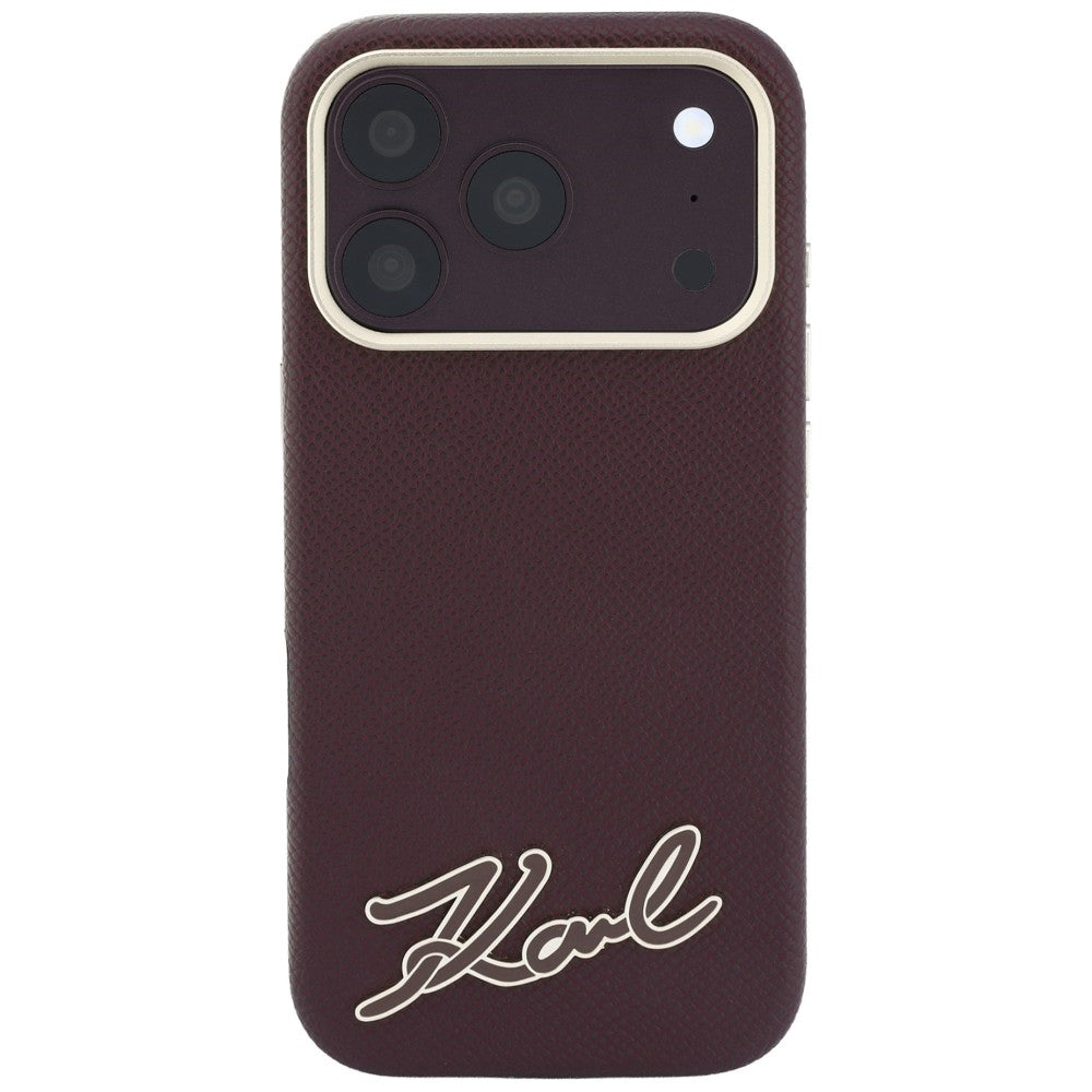 Custodia MagSafe per Apple iPhone 18 Pro / 17 Pro, Karl Lagerfeld, Logo in Resina Granulata, Vinaccia