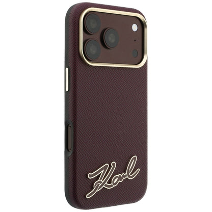 Custodia MagSafe per Apple iPhone 18 Pro / 17 Pro, Karl Lagerfeld, Logo in Resina Granulata, Vinaccia